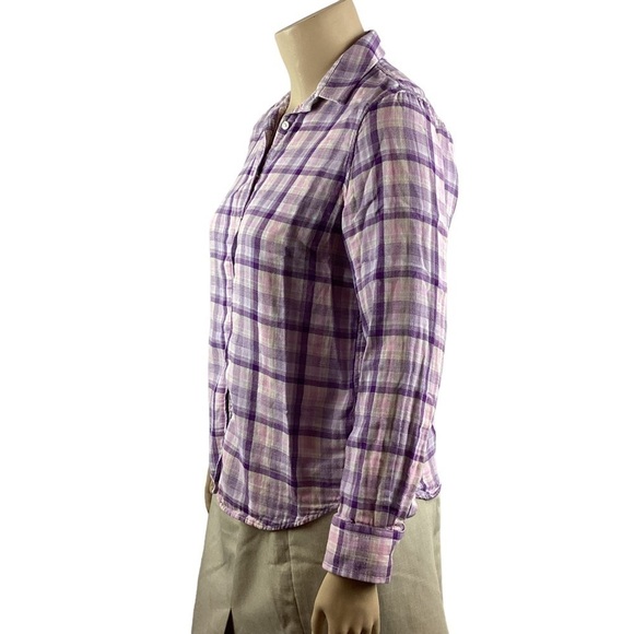 Lands' End Purple Plaid Button Down Top Size 14 - Picture 4 of 7